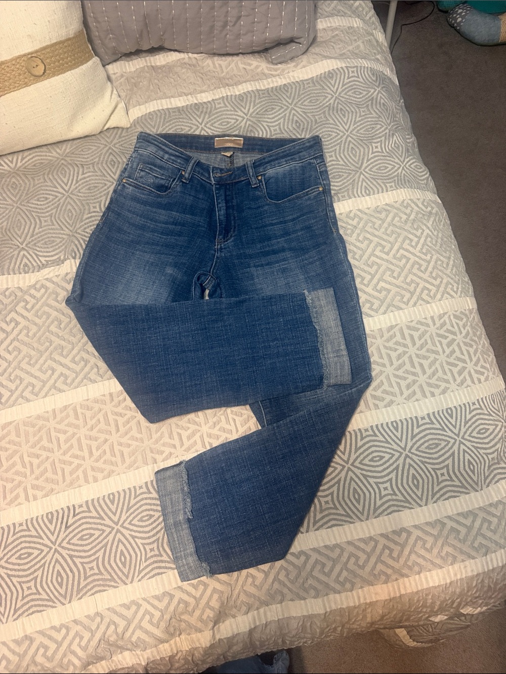 Kut from the Kloth Dark Blue Cropped Roll-Hem Jeans